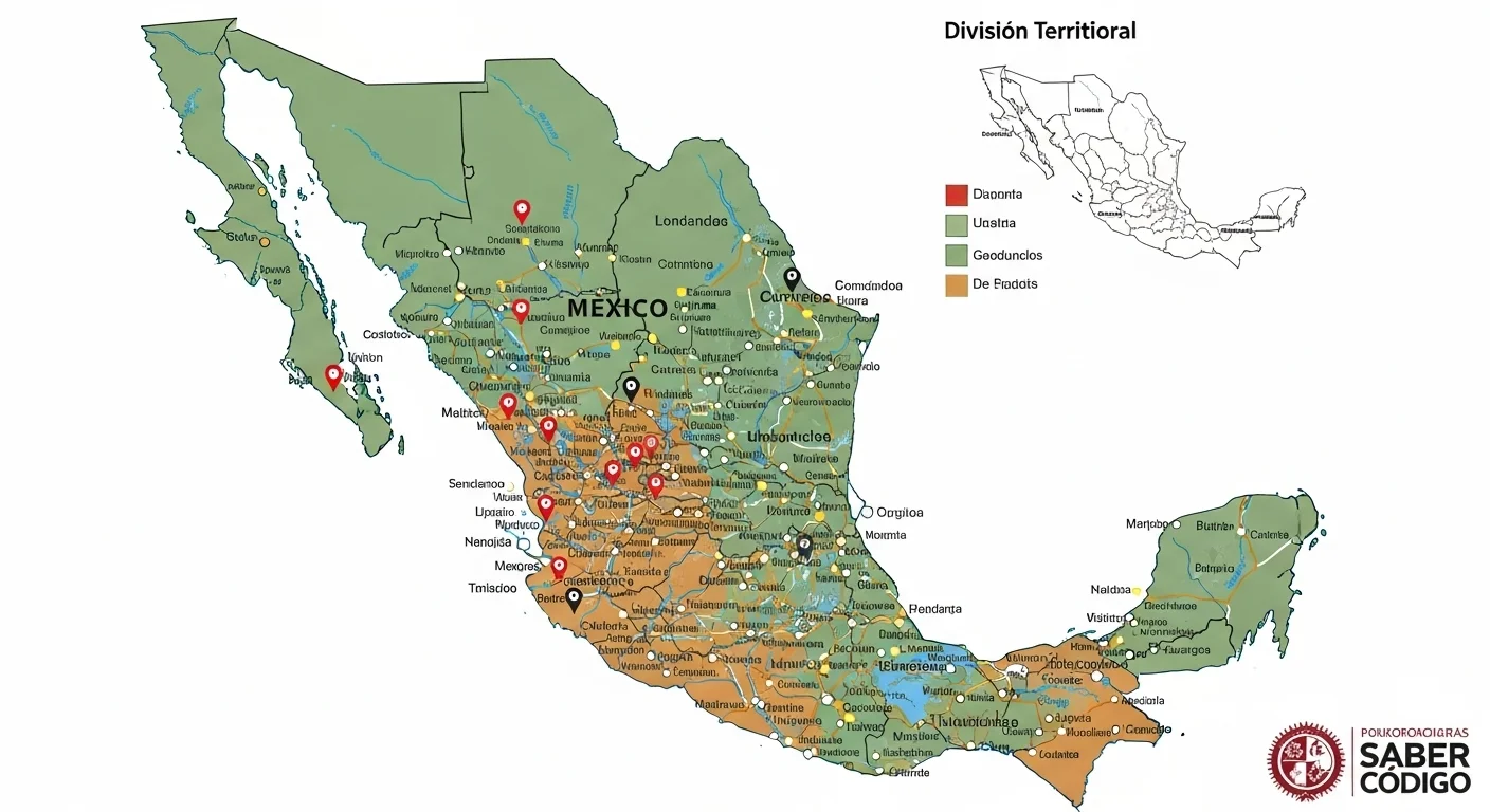 División territorial y localidades de Saber Codigo en el mapa de México