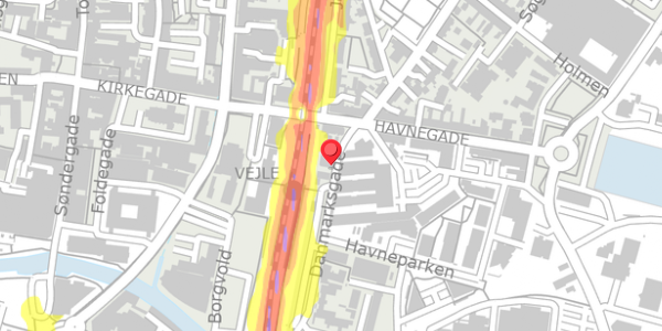 Trafikstøjkort på Danmarksgade 4, 7100 Vejle