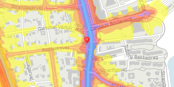 Trafikstøjkort på Strandvejen 97, 2900 Hellerup