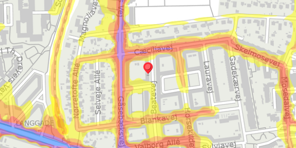 Trafikstøjkort på Beatevej 21, 2. th, 2500 Valby