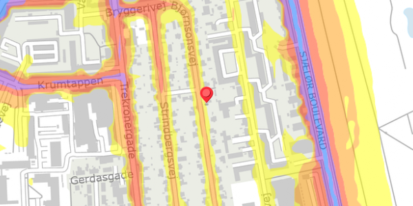 Trafikstøjkort på Bjørnsonsvej 21, 2500 Valby
