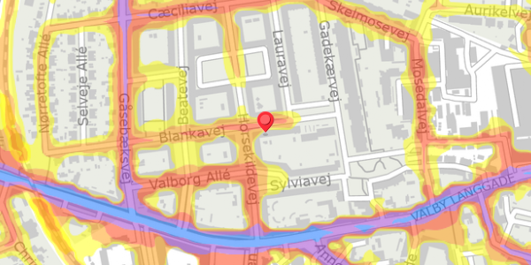 Trafikstøjkort på Blankavej 21, 2. th, 2500 Valby