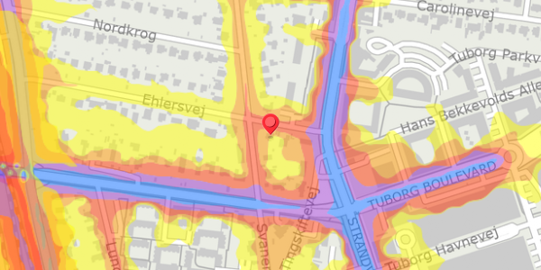Trafikstøjkort på Ehlersvej 5, . , 2900 Hellerup