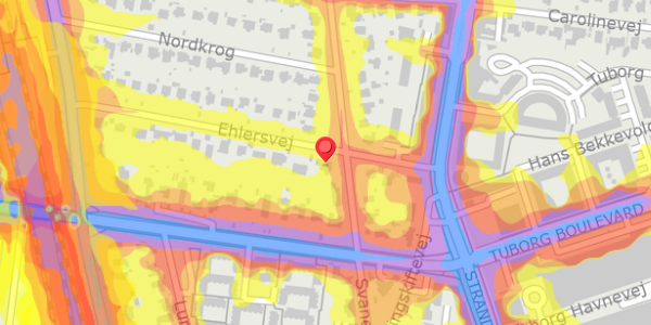 Trafikstøjkort på Ehlersvej 7, . , 2900 Hellerup