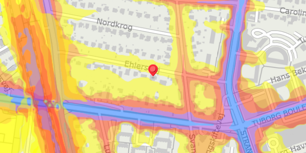 Trafikstøjkort på Ehlersvej 11, . , 2900 Hellerup