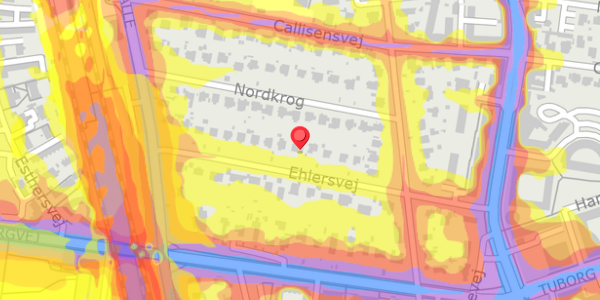 Trafikstøjkort på Ehlersvej 18A, . , 2900 Hellerup