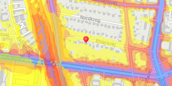 Trafikstøjkort på Ehlersvej 25, . , 2900 Hellerup