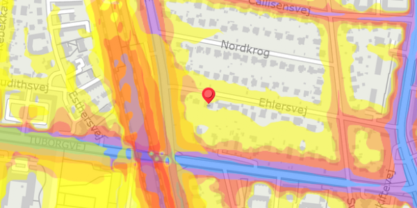 Trafikstøjkort på Ehlersvej 29, . , 2900 Hellerup
