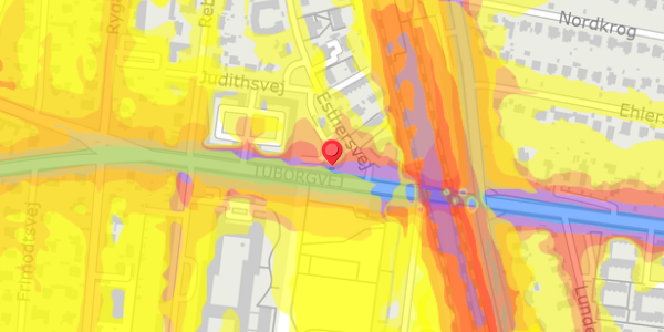 Trafikstøjkort på Esthersvej 1, 4. th, 2900 Hellerup