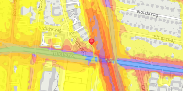 Trafikstøjkort på Esthersvej 2, 1. th, 2900 Hellerup