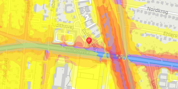 Trafikstøjkort på Esthersvej 3, 1. th, 2900 Hellerup