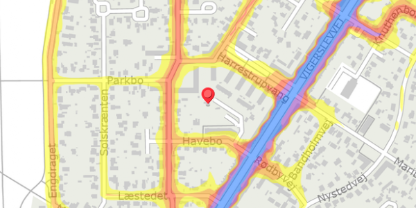 Trafikstøjkort på Havebo 4P, . , 2500 Valby