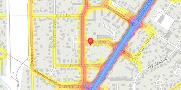 Trafikstøjkort på Havebo 11A, . , 2500 Valby