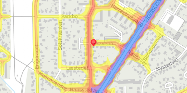 Trafikstøjkort på Havebo 11B, . , 2500 Valby