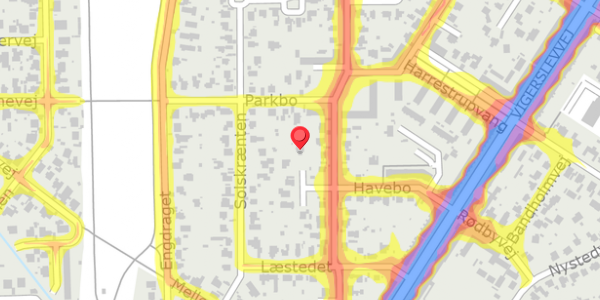 Trafikstøjkort på Havebo 26, . , 2500 Valby
