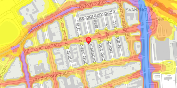 Trafikstøjkort på Heisesgade 31, 2100 København Ø