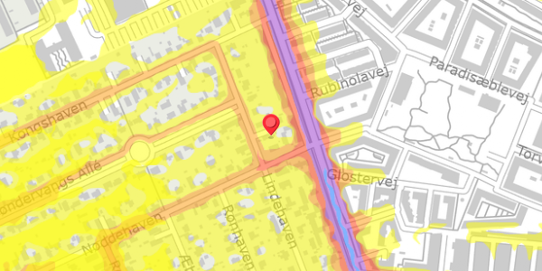 Trafikstøjkort på Lindehaven 15B, . , 2500 Valby