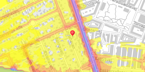 Trafikstøjkort på Lindehaven 23, . , 2500 Valby