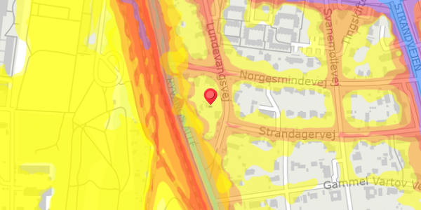 Trafikstøjkort på Lundevangsvej 5, 2900 Hellerup