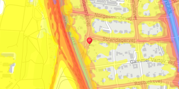 Trafikstøjkort på Lundevangsvej 6, 2900 Hellerup