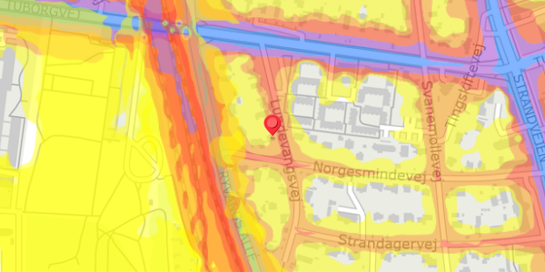 Trafikstøjkort på Lundevangsvej 15, 2900 Hellerup