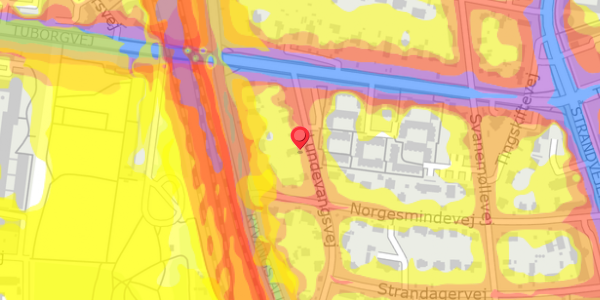 Trafikstøjkort på Lundevangsvej 17, 2900 Hellerup