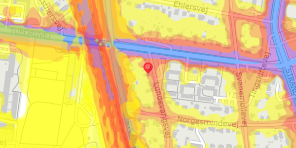 Trafikstøjkort på Lundevangsvej 21, 2900 Hellerup