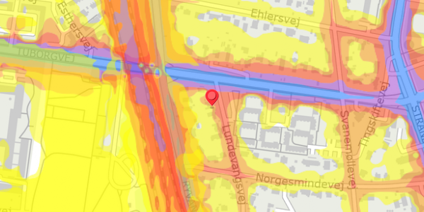 Trafikstøjkort på Lundevangsvej 23, 2900 Hellerup