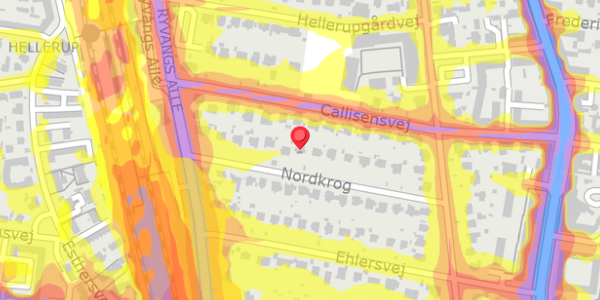 Trafikstøjkort på Nordkrog 16, 2900 Hellerup