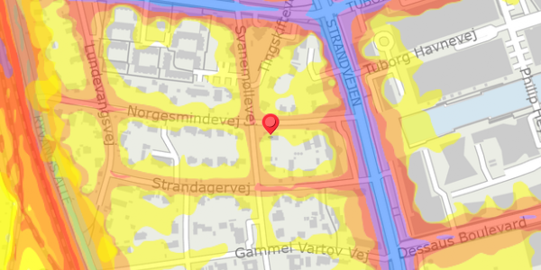 Trafikstøjkort på Norgesmindevej 11, . , 2900 Hellerup