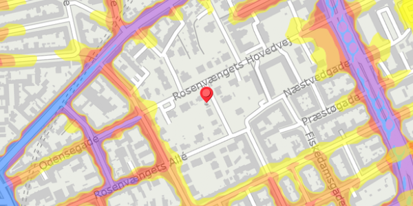 Trafikstøjkort på Rosenvængets Allé 43A, 2100 København Ø
