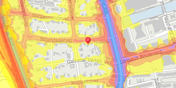 Trafikstøjkort på Strandagervej 11, . , 2900 Hellerup