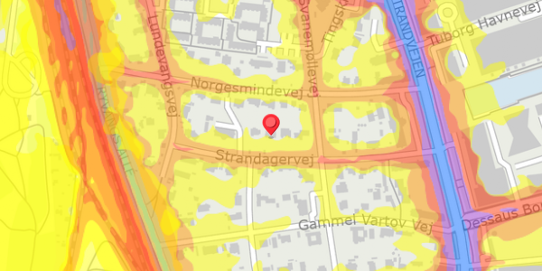 Trafikstøjkort på Strandagervej 20, 2900 Hellerup