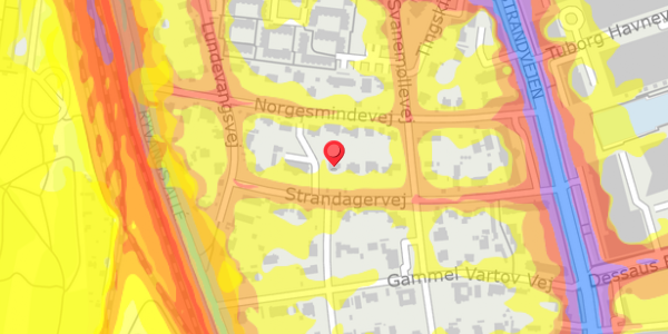 Trafikstøjkort på Strandagervej 22, 2900 Hellerup