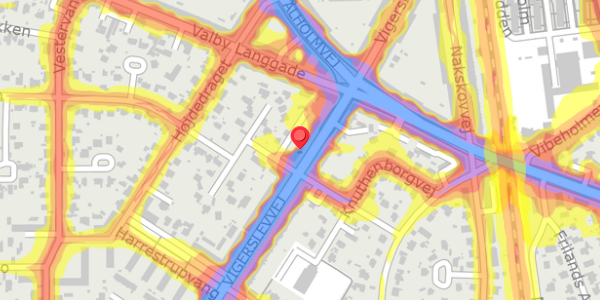 Trafikstøjkort på Vigerslevvej 40, st. th, 2500 Valby