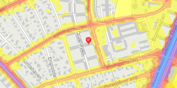 Trafikstøjkort på Vinhaven 21, 2. th, 2500 Valby