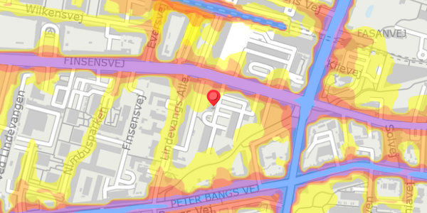Trafikstøjkort på Finsensvej 13A, 2. mf, 2000 Frederiksberg