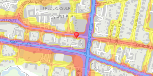 Trafikstøjkort på Howitzvej 5, 2000 Frederiksberg