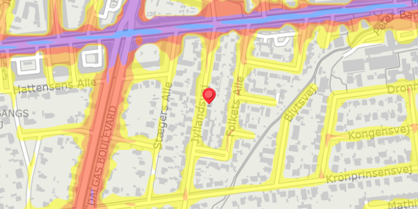 Trafikstøjkort på Jyllandsvej 13, . , 2000 Frederiksberg