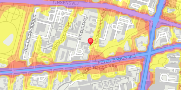 Trafikstøjkort på Lindevangs Alle 3A, 1. , 2000 Frederiksberg