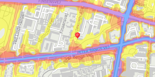 Trafikstøjkort på Lindevangs Alle 4, 2000 Frederiksberg
