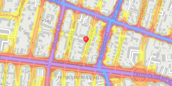 Trafikstøjkort på Mynstersvej 7A, 1. th, 1827 Frederiksberg C
