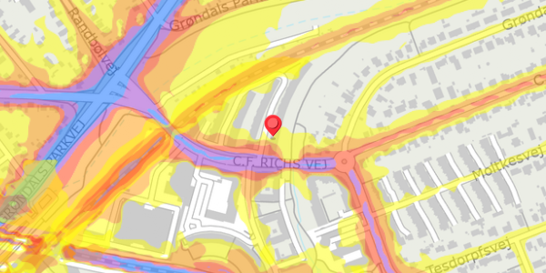 Trafikstøjkort på C.F. Richs Vej 92, 3. th, 2000 Frederiksberg