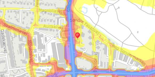 Trafikstøjkort på Søndre Fasanvej 87C, st. 2, 2000 Frederiksberg