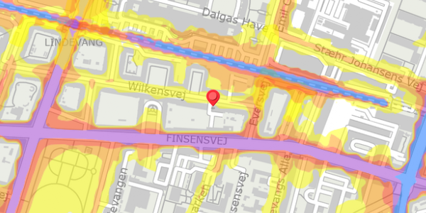 Trafikstøjkort på Wilkensvej 9, 2. th, 2000 Frederiksberg
