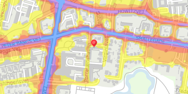 Trafikstøjkort på Virginiavej 6B, 2000 Frederiksberg