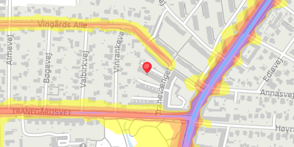 Trafikstøjkort på Agavevej 11, 2900 Hellerup
