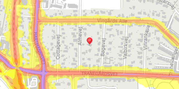 Trafikstøjkort på Almevej 6, . , 2900 Hellerup