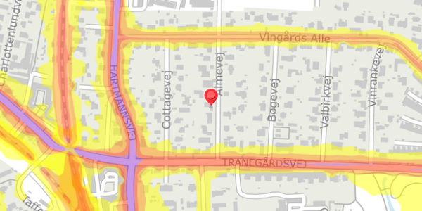 Trafikstøjkort på Almevej 7A, . , 2900 Hellerup
