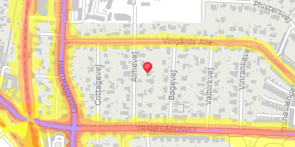Trafikstøjkort på Almevej 8, 2900 Hellerup